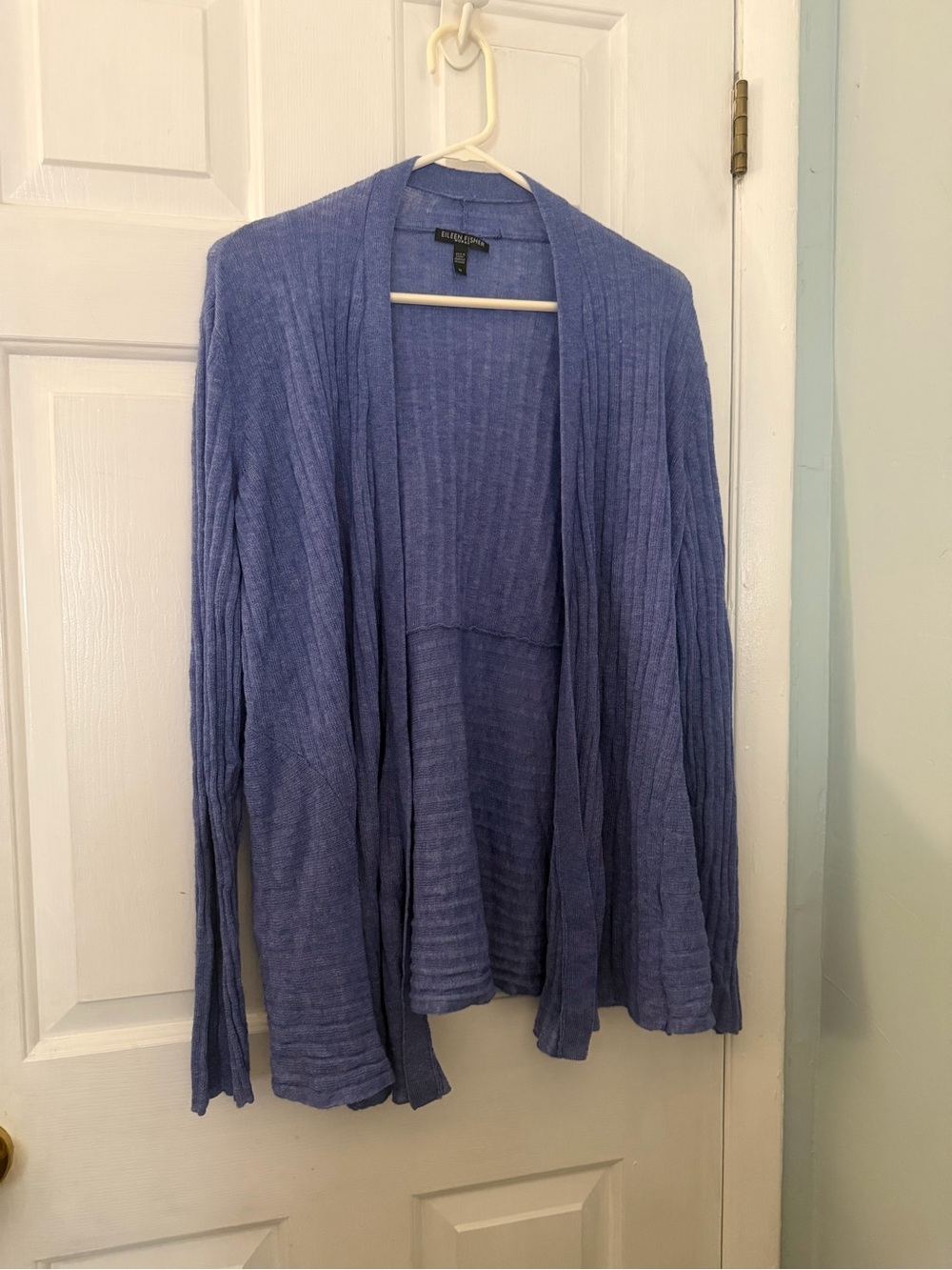 Eileen Fisher Blue Merino Wool Alpaca Open Front Cardigan 1X